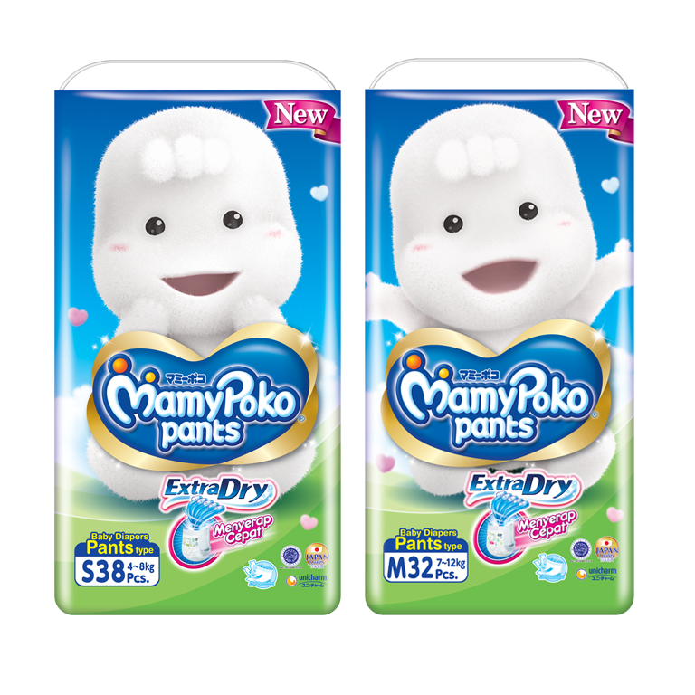 MamyPokoPants Extra Dry Ukuran S & M ukuran Bayi 12kg